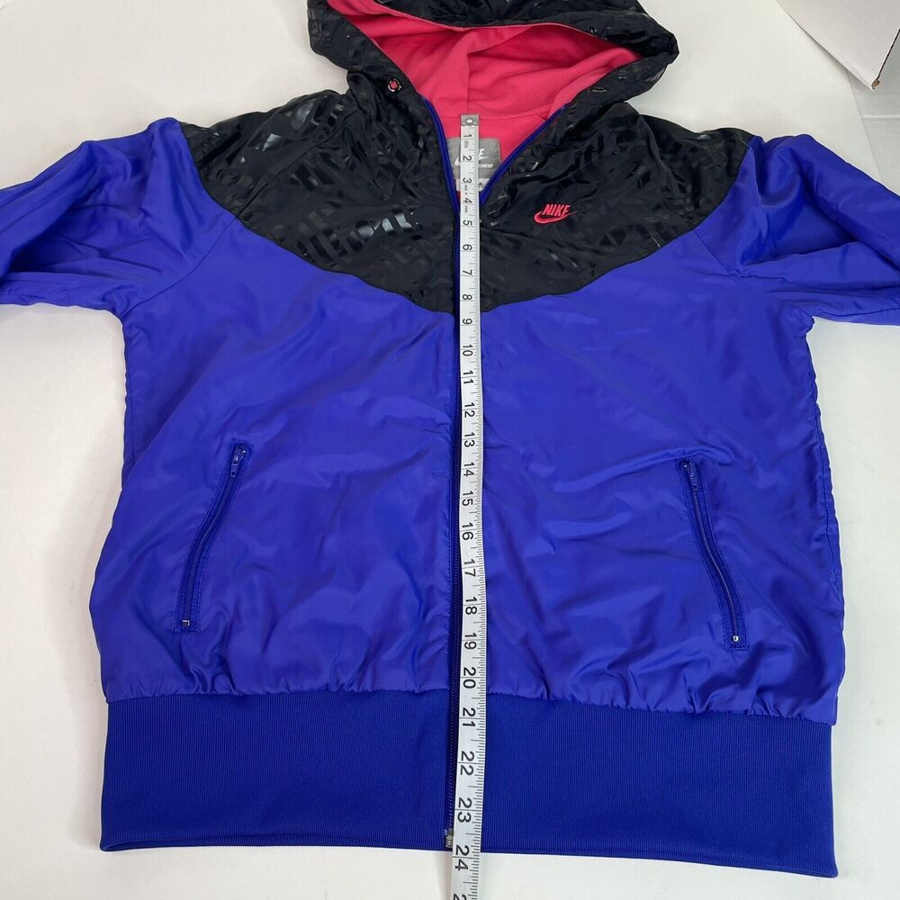 Vintage Nike Windbreaker Jacket, Youth Large, Blue/Black, Full Zip, Hooded - Picture 9 of 10